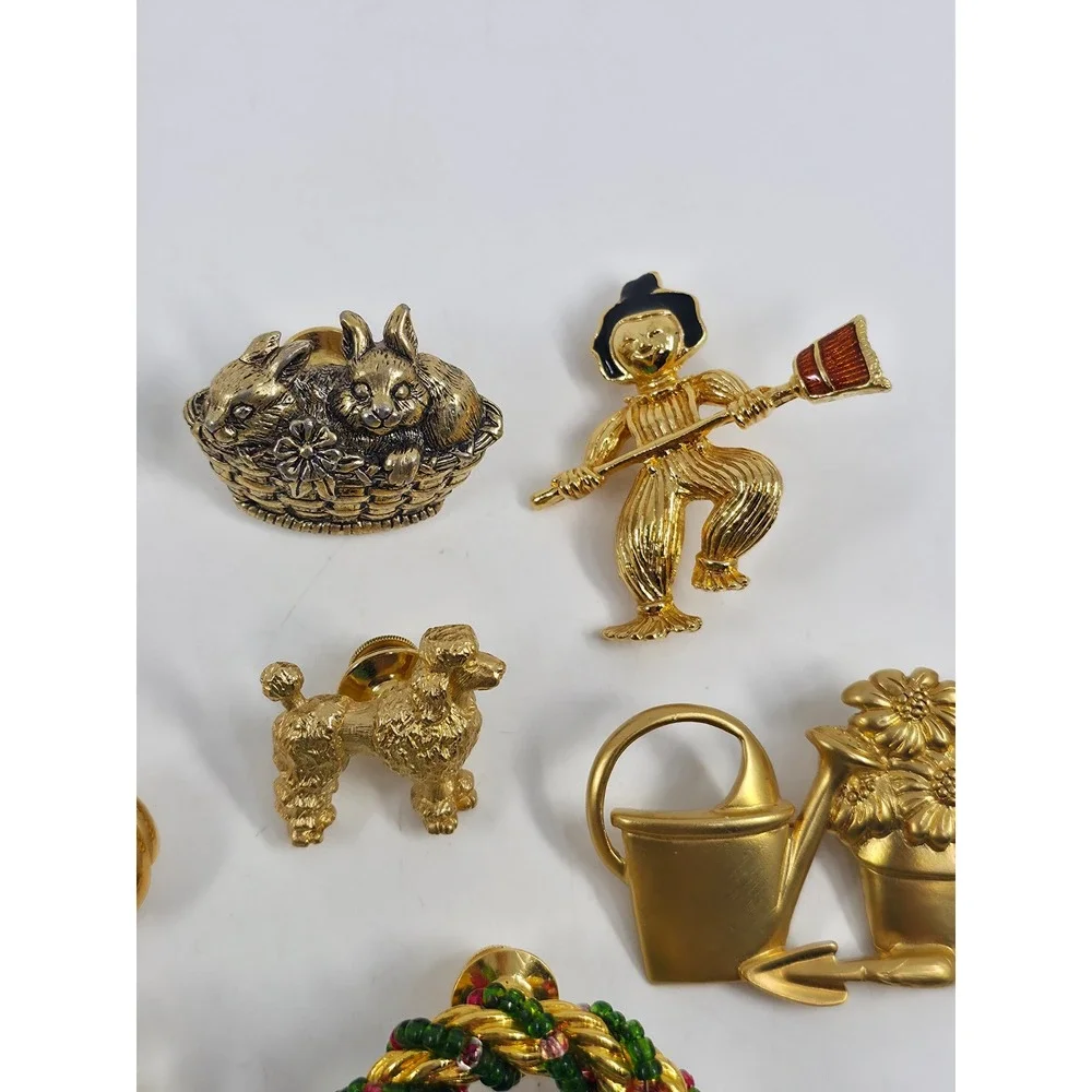 Vintage‎ Brooch Pin Lot Gold Tone Rhinestone Enamel Christmas Halloween 11pc